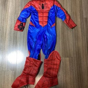 Kids Spider Superhero Costume - Red & Blue - Size XS (5/6 Years) - No Mask